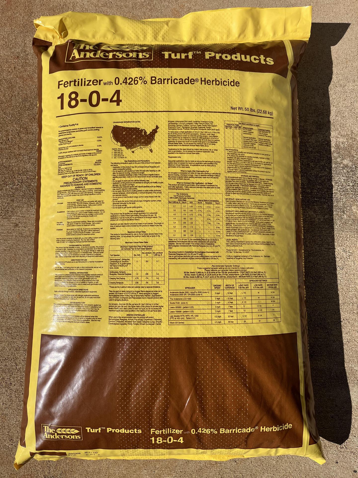 The Andersons 18-0-4 Fertilizer w/Barricade Herbicide